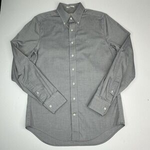 Gant Mens Pinpoint Oxford Fitted Button Down Shirt Grey Long‎ Sleeve Size M